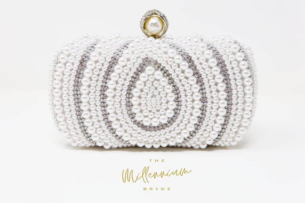 Silver Pearl Crystal Wedding Bag, Statement Bag, Evening Clutch, Bridal Clutch, Bridal Bag, Cross Body Bag
