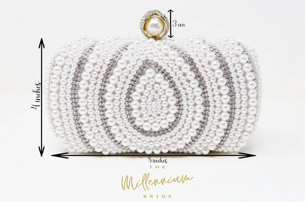 Silver Pearl Crystal Wedding Bag, Statement Bag, Evening Clutch, Bridal Clutch, Bridal Bag, Cross Body Bag