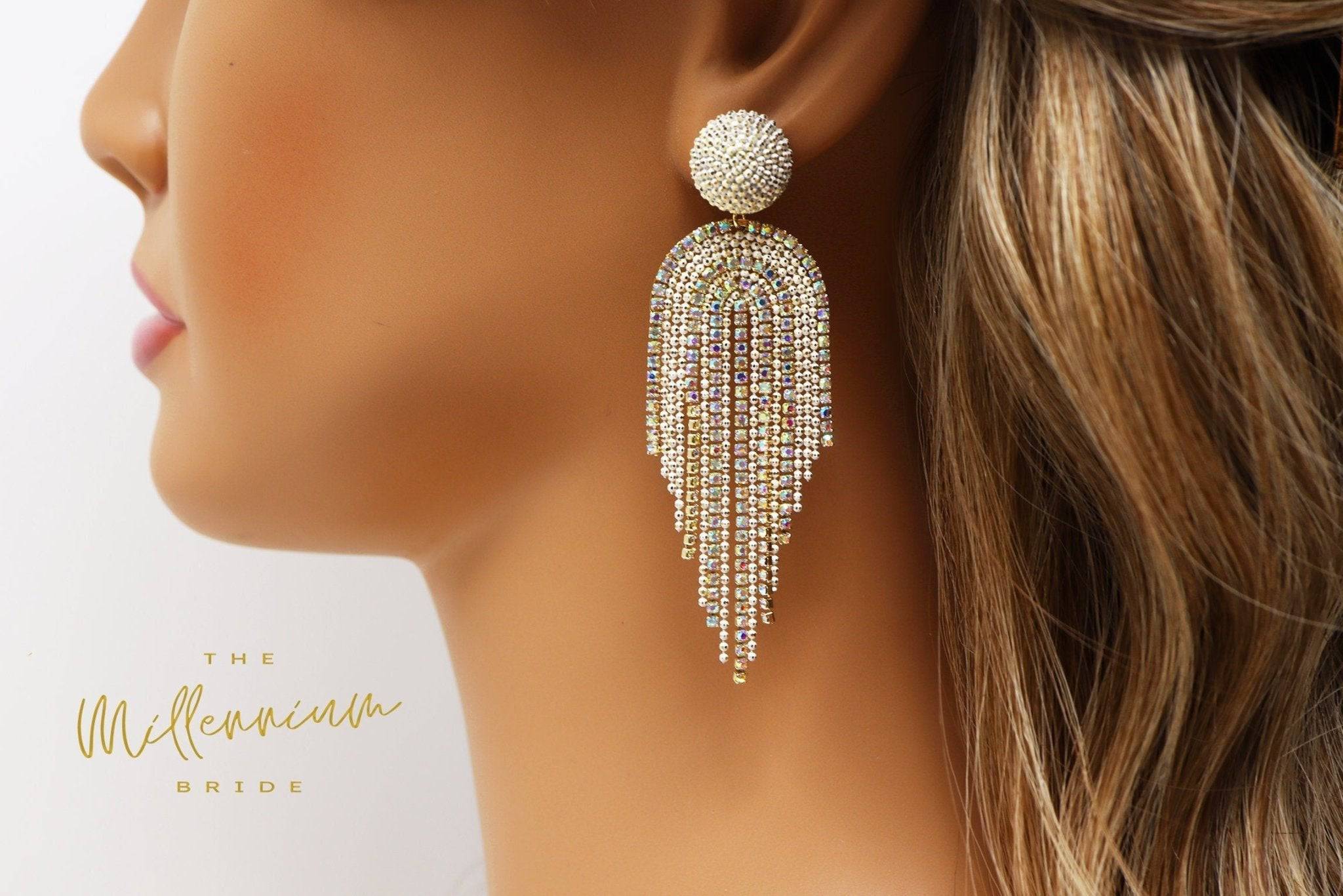 Elegant Rose Gold Plated Diamond Chandelier Earrings, Indian Jewelry,  Statement Earrings, Statement Jewelry,diamond Earrings,indian Earrings -  Etsy | Etsy earrings, Indian earrings, Diamond earrings