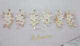 Swarovski Ceramic White Flower Petals Crystal, Long Bridal Jewelry Bridal Earrings Crystal Bridal Earrings Statement Earrings Cz