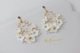 Swarovski Ceramic White Flower Sparkling Crystal Long Bridal Jewelry Crystal Bridal Earrings Statement Earrings Cz