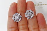 Swarovski Crystal Floral Circle stud Earrings, Bridal Jewelry, Bridal Stud Earrings, Crystal Bridal Earrings, Statement Earrings Cz
