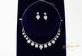 Swarovski Crystal Floral Necklace Set, Long Bridal Jewelry, Bridal Earrings And Necklace, Statement Earrings Cz Necklace Set.