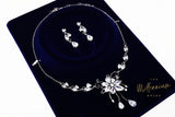 Swarovski Crystal Flower Vine Leaves , Long Bridal Jewelry, Bridal Earrings And Necklace, Statement Earrings Cz Necklace Set.