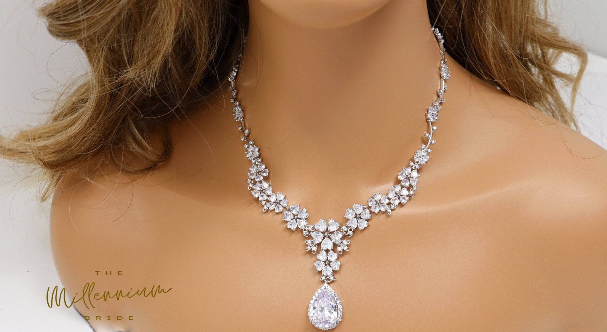 White Finish Swarovski Necklace Set In Sterling Silver Design by Fine  Silver Jewels at Pernia's Pop Up Shop 2024