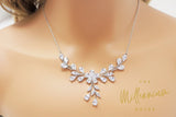 Swarovski Crystal Leaves, Long Bridal Jewelry, Bridal Earrings And Necklace, Crystal Bridal Earrings, Statement Earrings Cz Necklace Set.