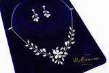 Swarovski Crystal Pearl Floral Vine Leaves , Bridal Jewelry, Bridal Earrings And Necklace, Statement Earrings Cz Necklace Set.