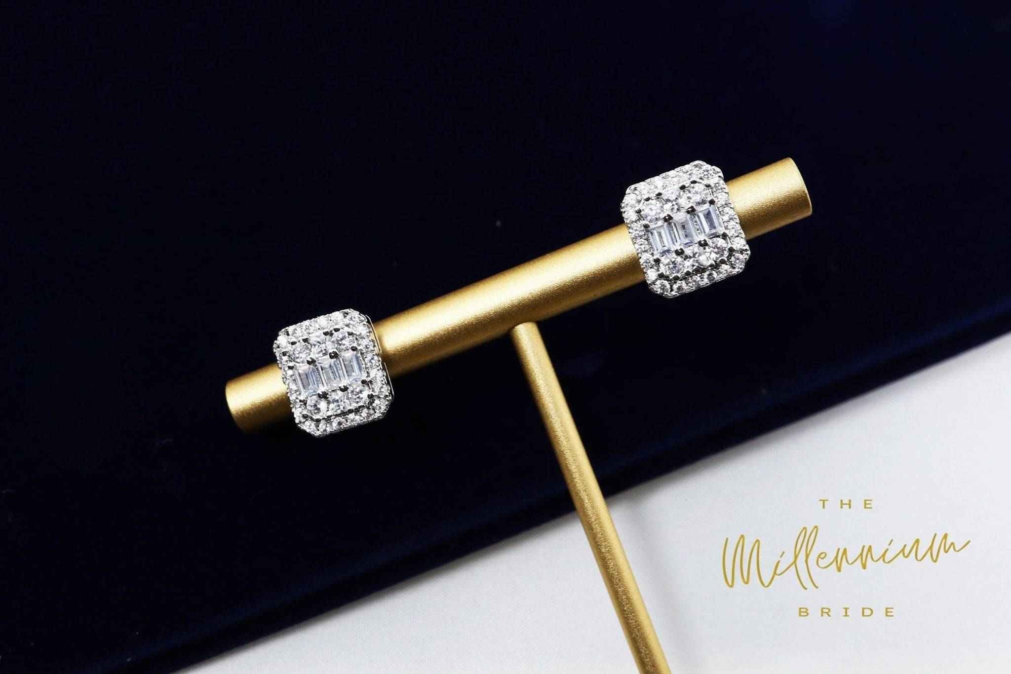 Swarovski Crystal stud Earrings, Bridal Jewelry, Bridal Stud Earrings, Crystal Bridal Earrings, Statement Earrings Cz