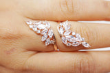 Swarovski Crystal Vine Leaves Diamond, Crystal wedding Ring Set, Wedding Jewelry, Bridal Accessories, Statement Jewelry, Swarovski Crystals.