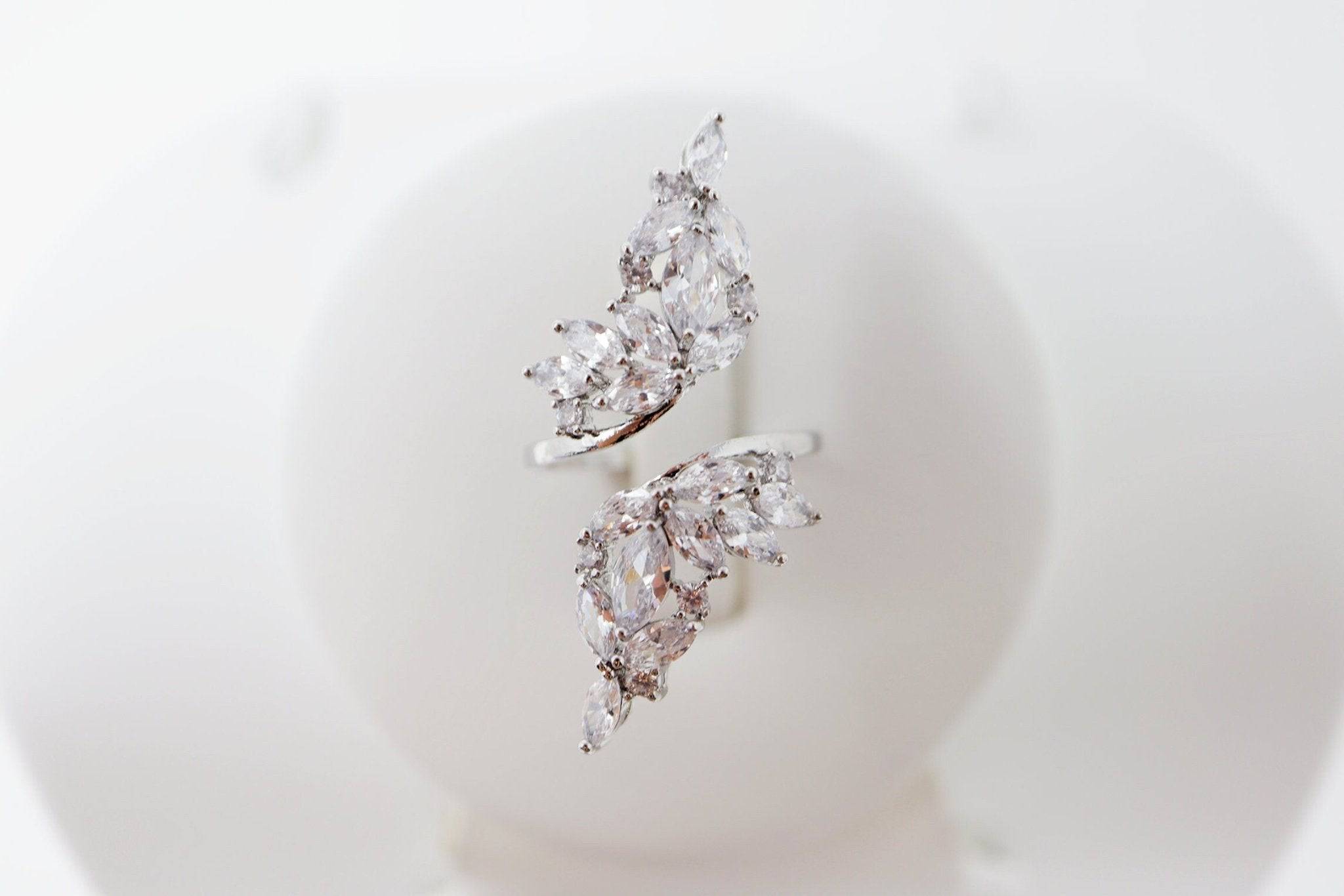 Swarovski Crystal Vine Leaves Diamond, Crystal wedding Ring Set, Wedding  Jewelry, Bridal Accessories, Statement Jewelry, Swarovski Crystals.