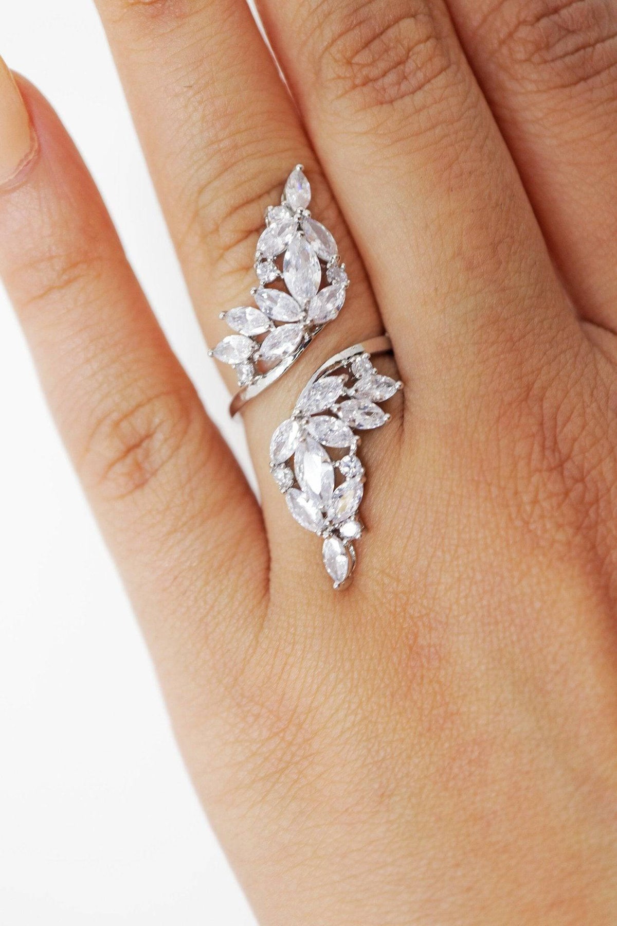 Swarovski Crystal Vine Leaves Diamond, Crystal wedding Ring Set, Weddi Swarovski Crystal Vine Leaves Diamond, Crystal wedding Ring Set, Weddi