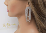 Swarovski Crystal/Diamond earrings Long Tessel Bridal Jewelry Bridal Earrings Crystal Bridal Earrings Statement earrings Cz