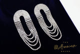 Swarovski Crystal/Diamond earrings Long Tessel Bridal Jewelry Bridal Earrings Crystal Bridal Earrings Statement earrings Cz