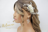 Swarovski Crystals And Bunch Of White Pearls Bridal Hair piece, Bridal Hair Accessories, Wedding Hair Accessory, Bridal Hair Comb.