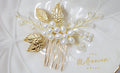 Swarovski Crystals And Pearl White flower Bridal Hair comb set, Bridal Hair Accessories, Wedding Hair Accessory, Bridal Hair Comb.