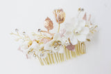 Swarovski Crystals Ceramic White flower Bridal Hair piece, Bridal Hair Accessories, Wedding Hair Accessory, Bridal Hair Comb.