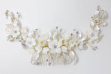 Swarovski Crystals Large Ceramic White flower Bridal Hair piece, Bridal Hair Accessories, Wedding Hair Accessory, Bridal Hair Comb.