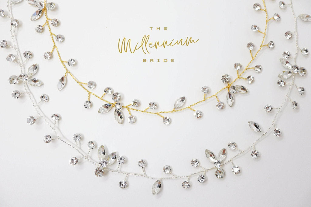 Swarovski Crystals Leaves Wedding Hair Vine, Pearl Bridal Hair Vine, Rhinestone Headband, Delicate Headband, Statement hair accessories.