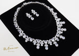 Swarovski crystals Luxury Water Drop And Flower Crystal Necklace, Bridal Necklace Set, Bridal Jewelry