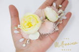 Swarovski Crystals Shells Pink Yellow flower Bridal Hair piece, Bridal Hair Accessories, Wedding Hair Accessory, Bridal Hair Comb.