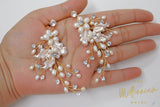 Swarovski Freshwater Pearl Chandelier White Flower Drop Crystal Earrings, Long Bridal Jewelry Crystal Bridal Earrings Statement Earrings