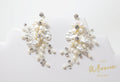Swarovski Freshwater Pearl Chandelier White Flower Drop Crystal Earrings, Long Bridal Jewelry Crystal Bridal Earrings Statement Earrings