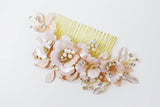 Swarovski Freshwater Pearls Large Baroque Pink Flower Bridal Hair Comb, Wedding Hair Accessories, Bridal Hair piece, Wedding Hair Accessory.