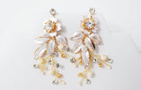 Swarovski Pearl Flower Crystal, Rhinestone Earrings, Long Bridal Jewelry Bridal Earrings Crystal Bridal Earrings Statement Earrings Cz