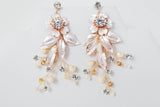 Swarovski Pearl Flower Crystal, Rhinestone Earrings, Long Bridal Jewelry Bridal Earrings Crystal Bridal Earrings Statement Earrings Cz