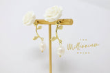 White Flower Baroque Pearl Earrings, Bridal Jewelry, Bridal Drop Earrings, Bridal Earrings, Statement Earrings, Bridesmaid Earring.