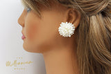 White Flower Earrings, Bridal Jewelry, Bridal Stud Earrings, Bridal Earrings, Statement Earrings, Bridesmaid Earring.