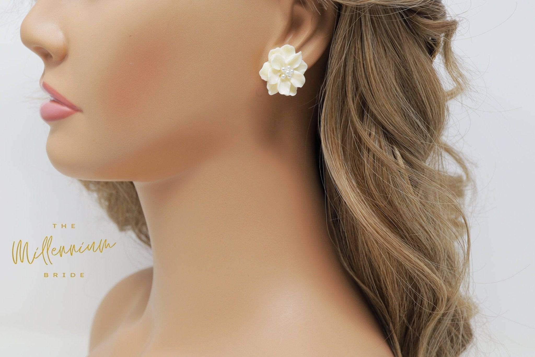White Tortoise Lotus Flower Earrings – Sea Marie Designs