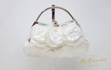 White Rose Satin Lace Floral Wedding Bag, Statement Bag, Evening Clutch, Wedding Clutch, Bridal Clutch, Bridal Bag, White Cross Body Bag