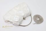White Rose Satin Lace Floral Wedding Bag, Statement Bag, Evening Clutch, Wedding Clutch, Bridal Clutch, Bridal Bag, White Cross Body Bag